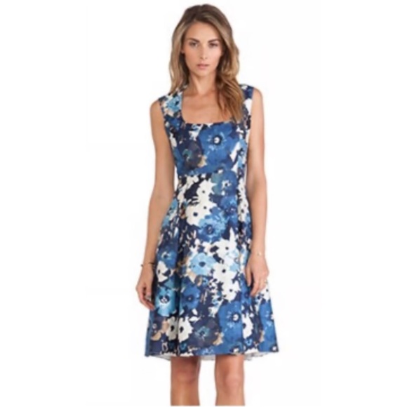 Kate Spade blue Autumn floral scoop neck fit and flare sleeveless dress 6 - Picture 10 of 10